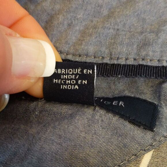 Tommy Hilfiger grey & white striped cotton button up tunic blouse L - Picture 5 of 8